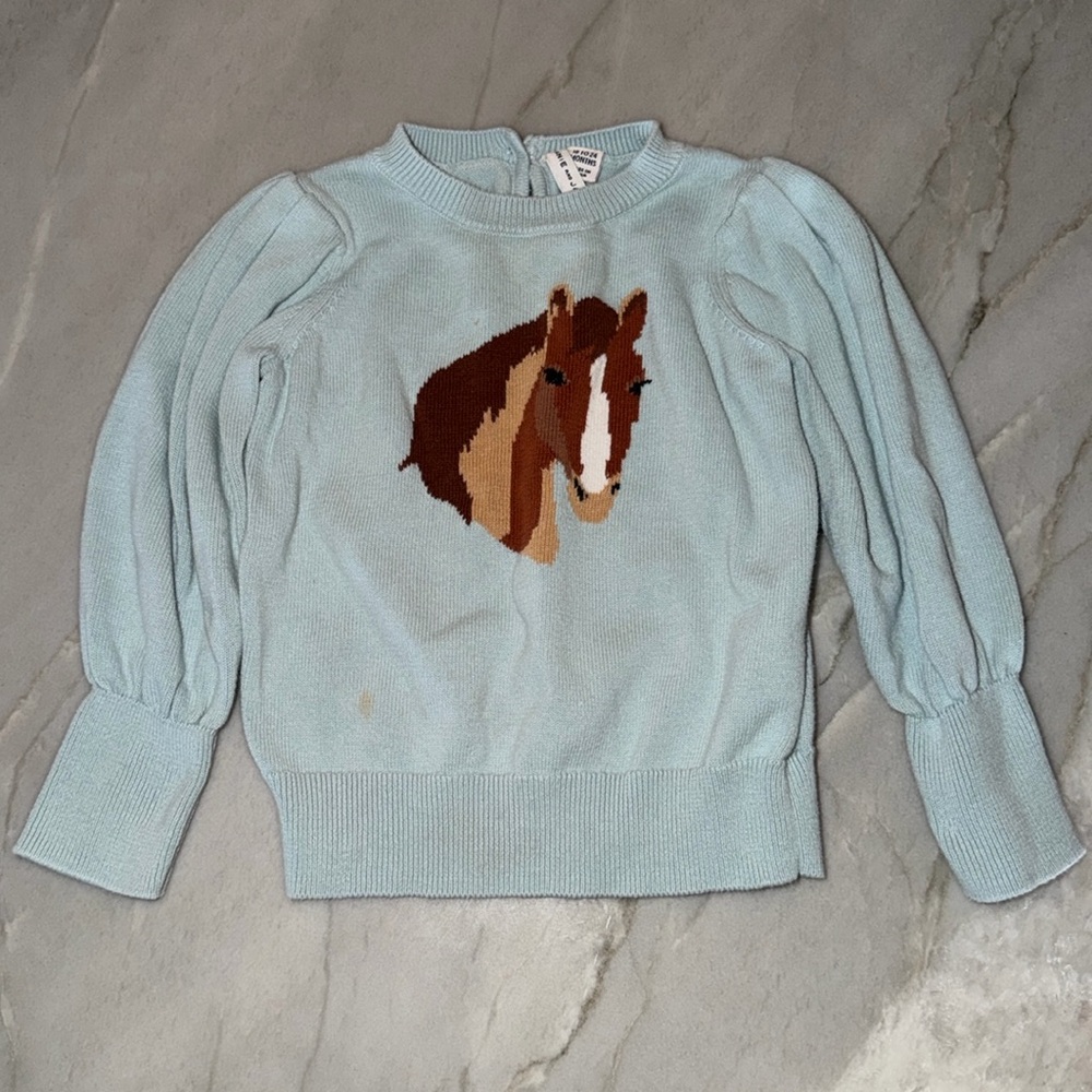 Light blue sweatshirt with horse design